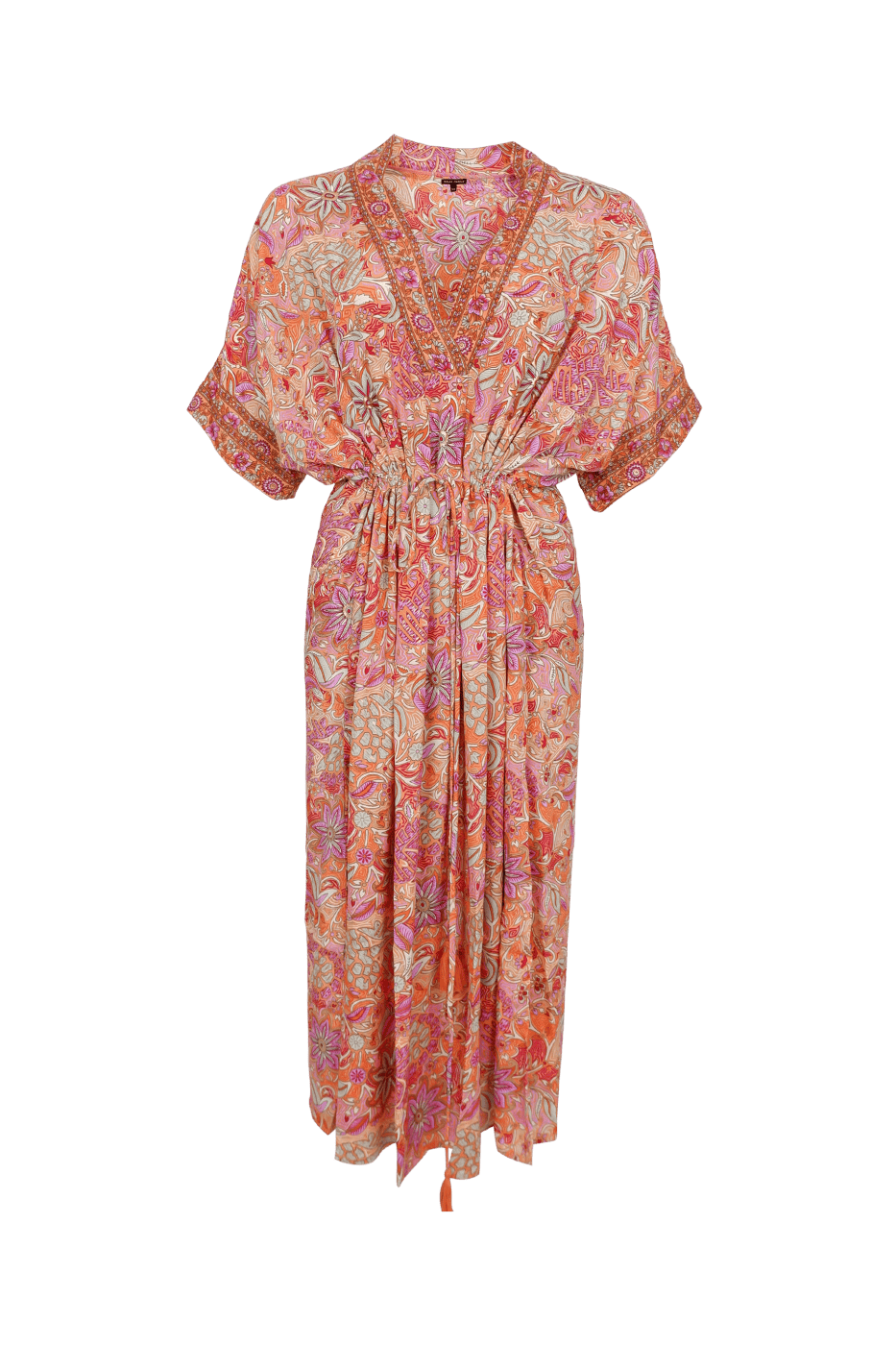 Black_Colour_Luna_Kaftan_Tie_Dress_Pacifique_Orange_Butik_Friis
