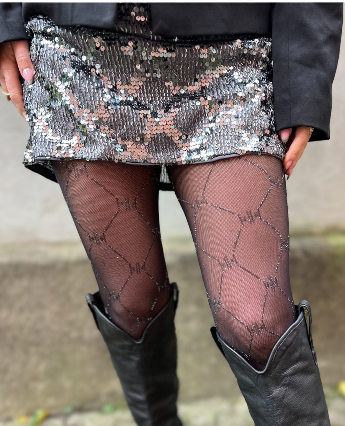 Hype The Detail Strømpebukser Sort M. Sølv Mønster