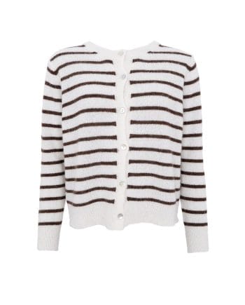 Black Colour Dell Strik Cardigan Stribet Off White