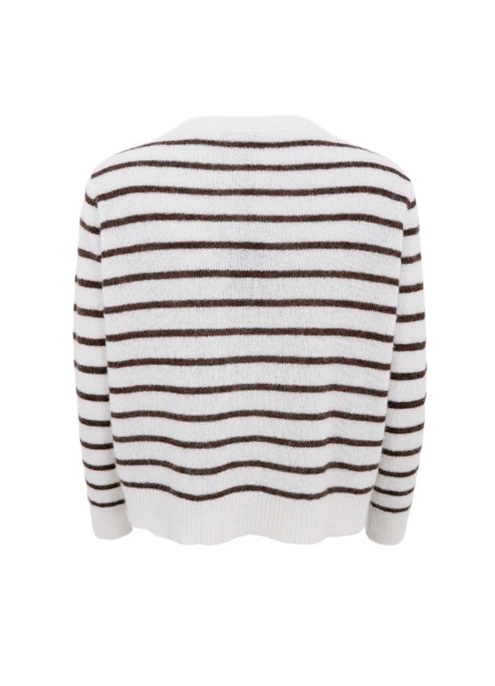 Black Colour Dell Strik Cardigan Stribet Off White
