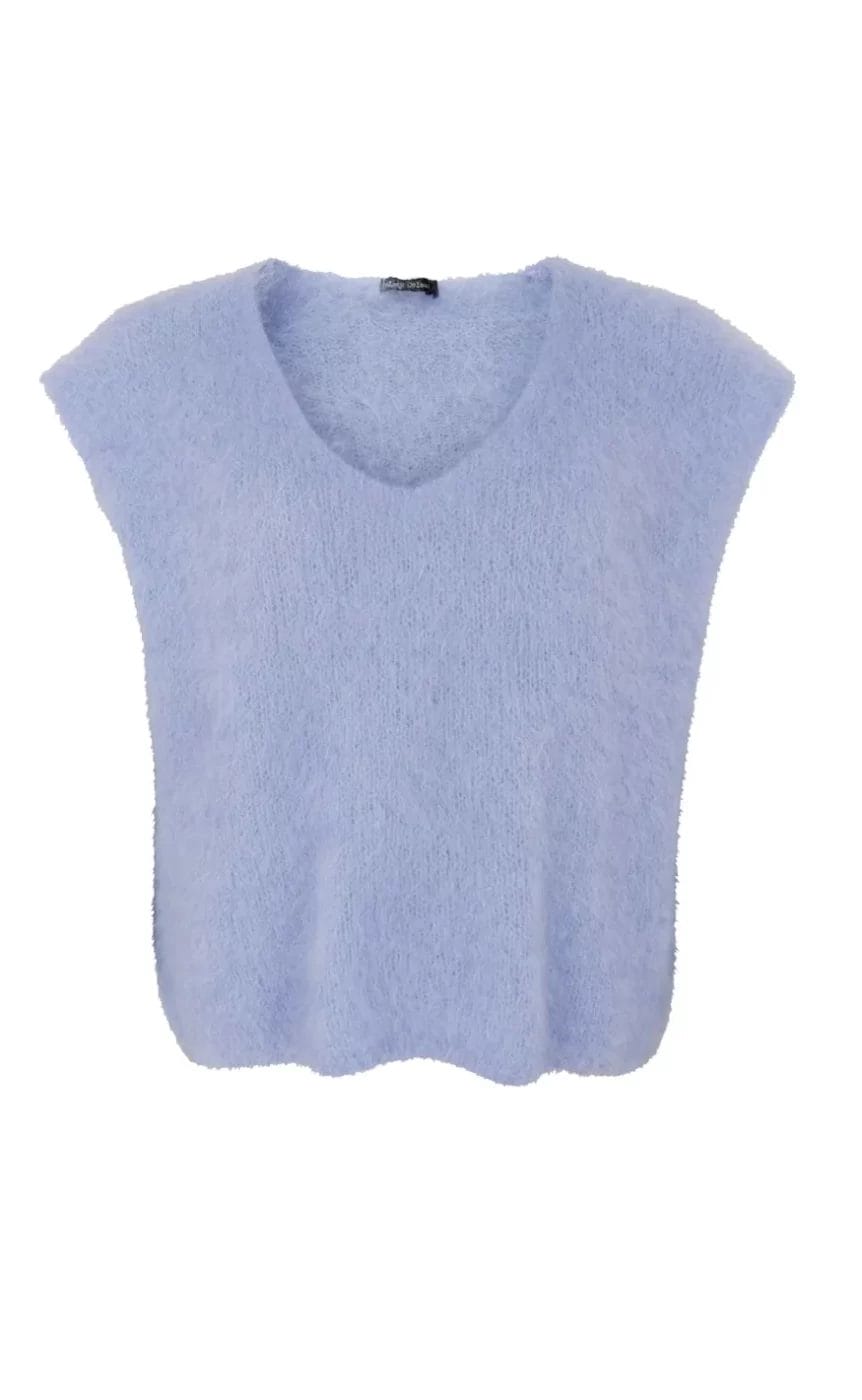 Black Colour Bjoerk Strik Vest Light Blue