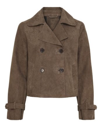 Notyz Trenchcoat Ruskind Kort Coffee Brown