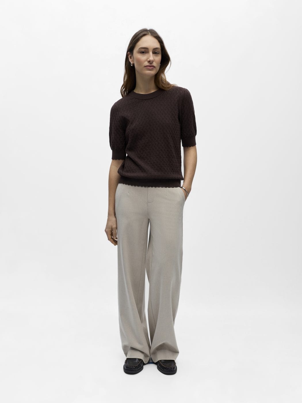 Object Flauny Strik Top Seal Brown