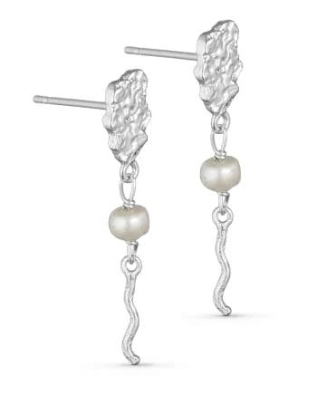 Pure By Nat Øreringe Med Vedhæng - Sølvbelagt