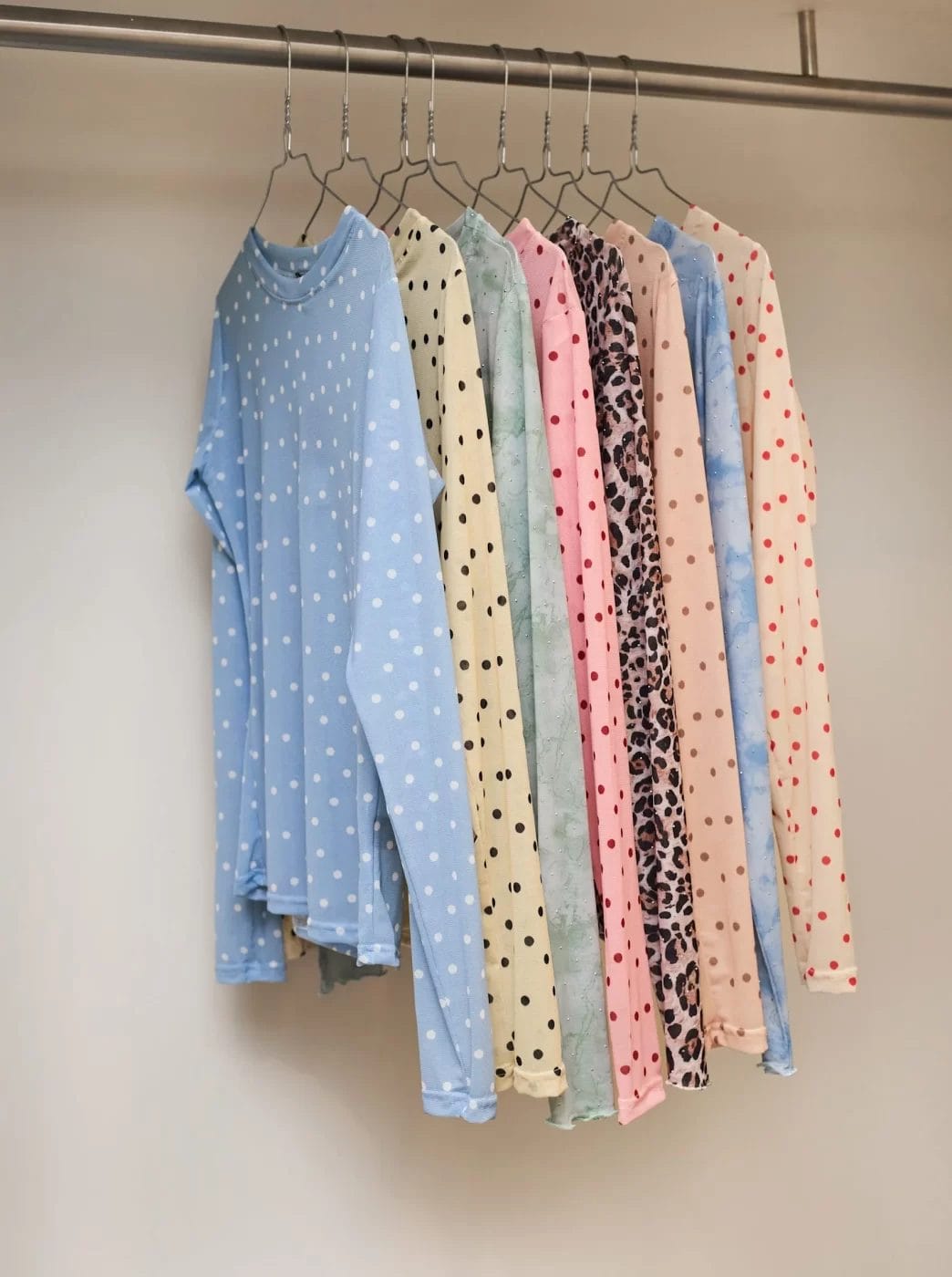 Black Colour Annie Mesh Bluse Light Blue Dot