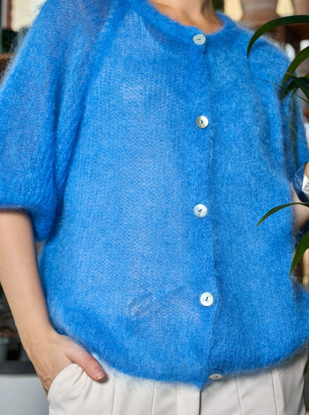 Black Colour Bjoerk Strik Cardigan Sky Blue