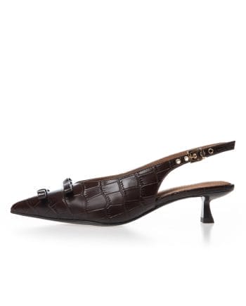 Copenhagen Shoes 'My Gold CR' Slingback Hælsko Dark Brown