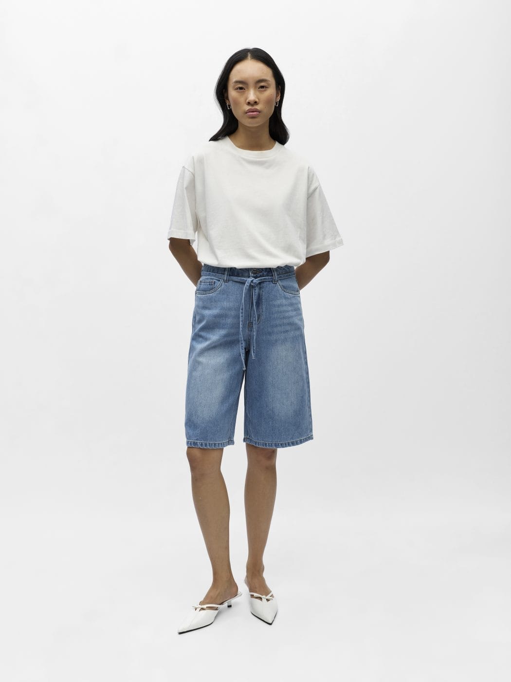 Object Rosie Denim Long Shorts Light Blue Denim
