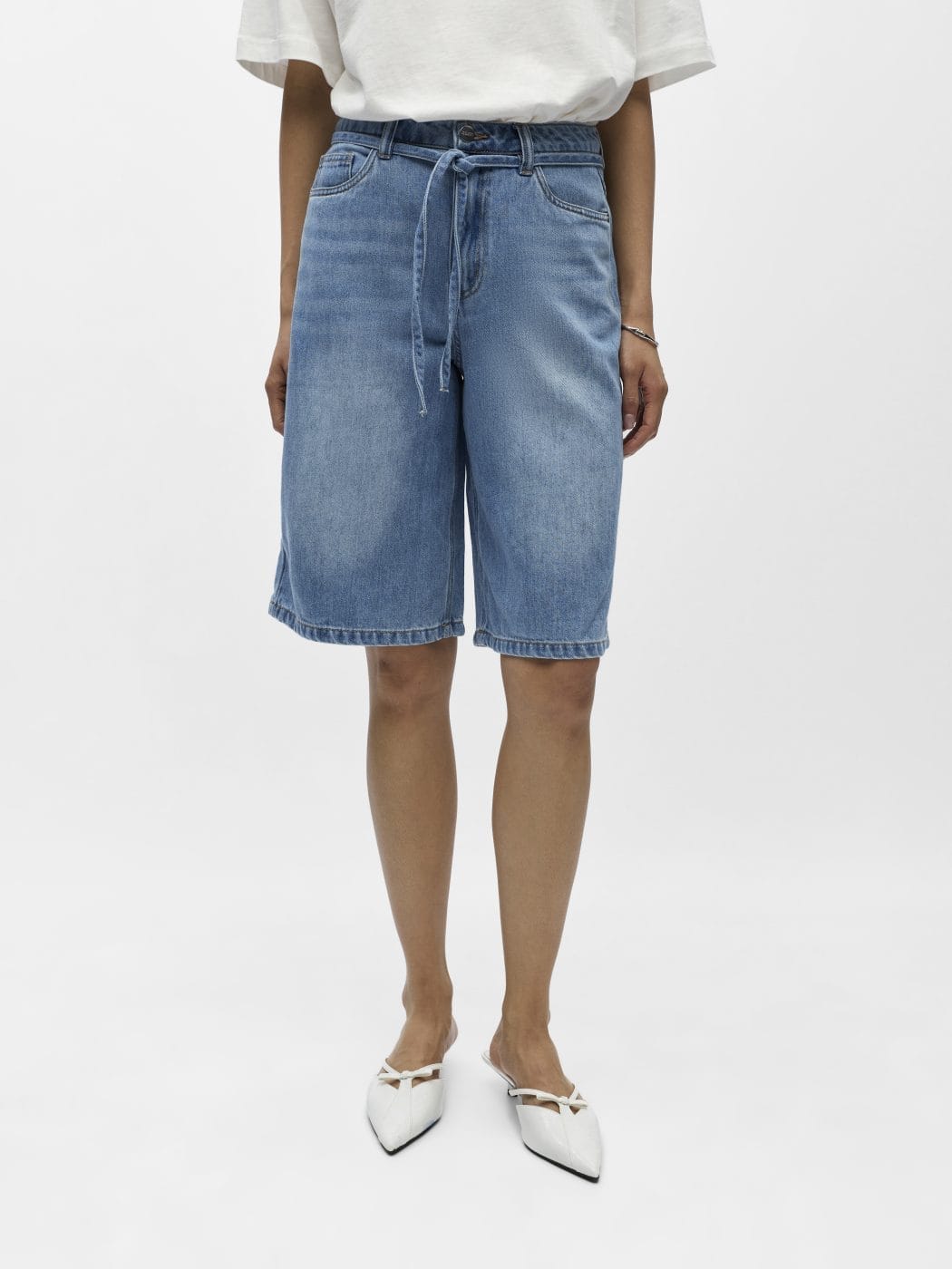 Object Rosie Denim Long Shorts Light Blue Denim