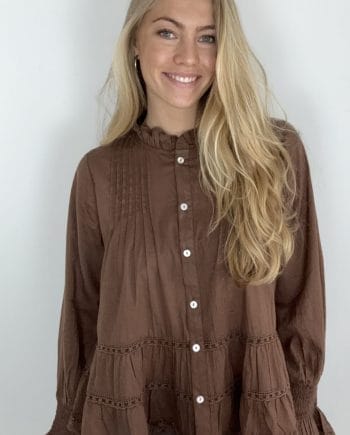 Continue Audrey Lang Ærmet Bluse Brun