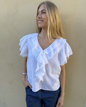 Continue Ines Fringles Bluse Hvid