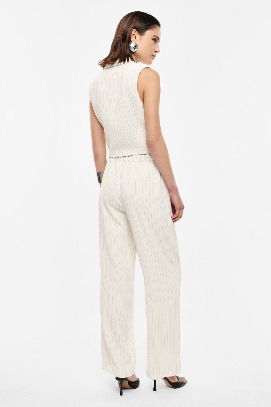 Imperial Bukser M. Elastik & Striber Hvid Panna