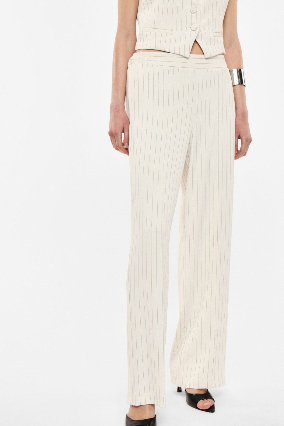 Imperial Bukser M. Elastik & Striber Hvid Panna