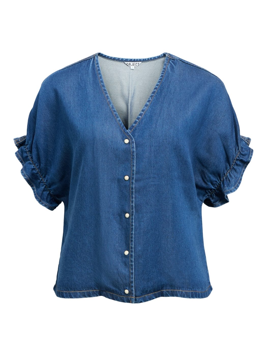 Object Frame V-Hals Top Medium Blue Denim