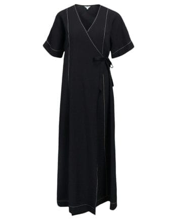 Object Jacira Wrap Kjole Black/White Sand