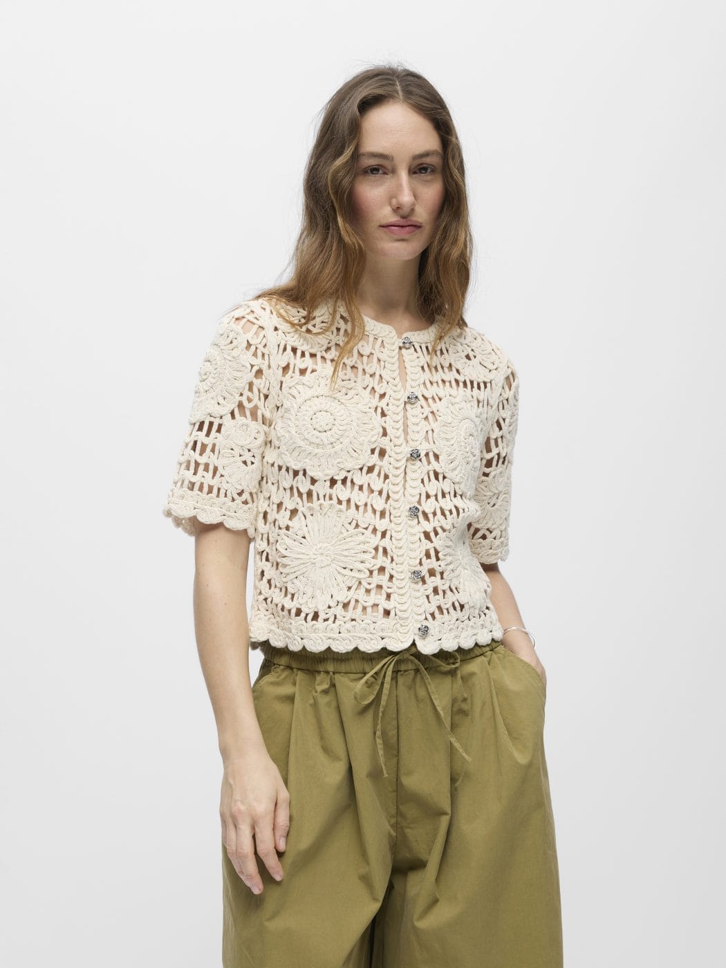 Object Minga Strik Cardigan Birch/Brown Stitch