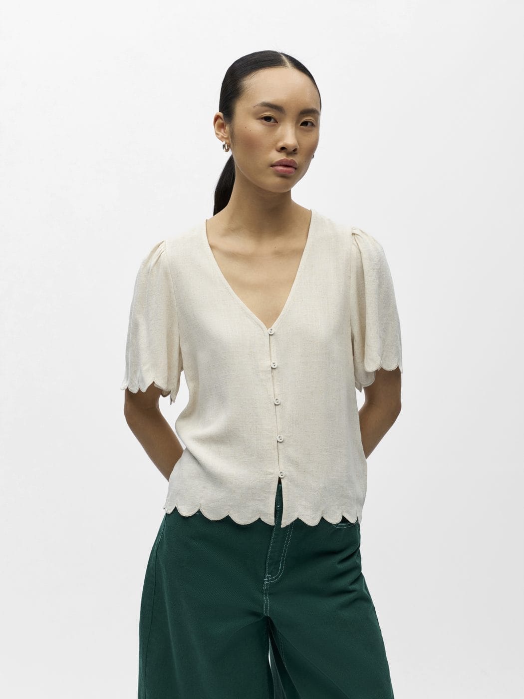 Object Sanne V-Hals Top Sandshell